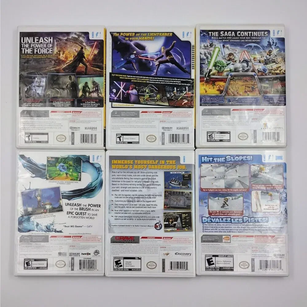 Wii 6 Game Lot LEGO Star Wars Clone Wars Epic Mickey Deadliest Catch We Ski